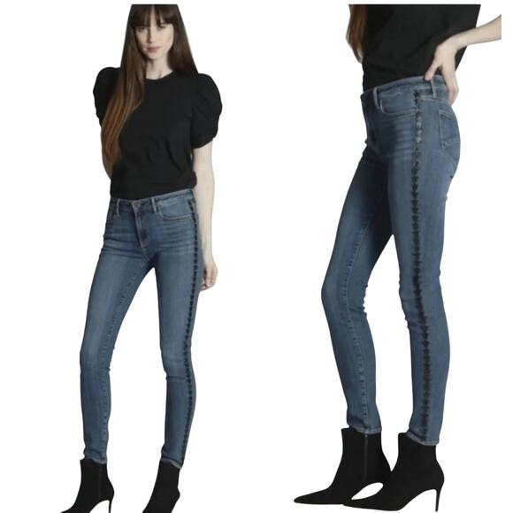 Driftwood Jackie Star Stripe High Rise Skinny Jeans Medium Wash Womens Size 24 - Picture 12 of 12